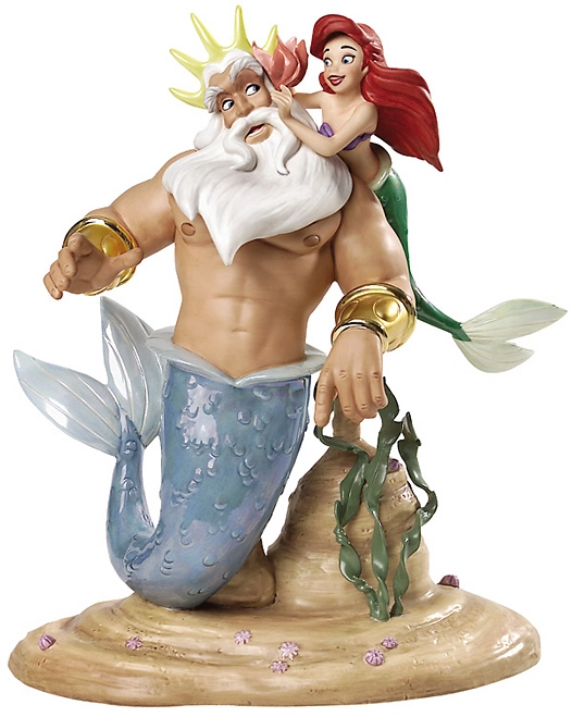 WDCC Disney Classics King Triton & Ariel Morning, Daddy From The Little Mermaid Porcelain Figurine