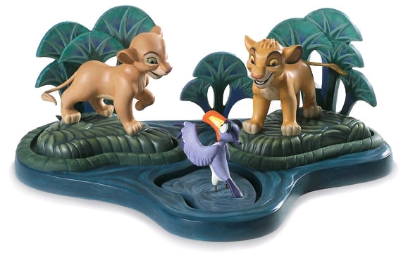 WDCC Disney Classics The Lion King Simba Nala Zazu And Base Porcelain Figurine