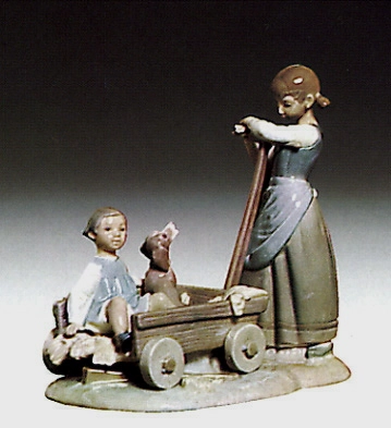 Lladro Girl With Wheelbarrow 1973-81 Porcelain Figurine