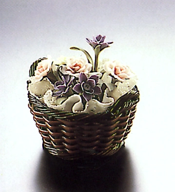 Lladro Small Brown Flower Basket 