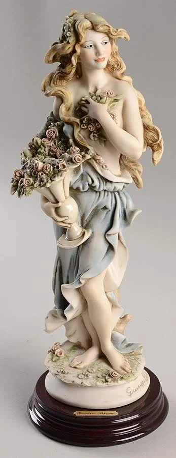 Giuseppe Armani Spring-Lady W/flower Basket Sculpture