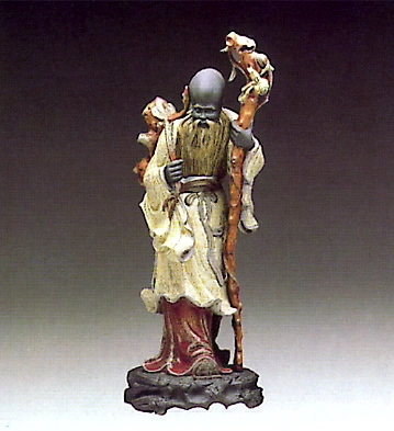 Lladro Chinese Farmer With Staff 1977-85 Porcelain Figurine