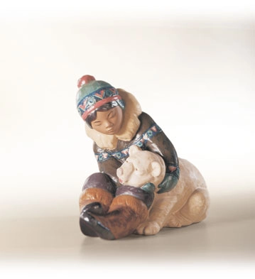 Lladro Eskimo Playing Porcelain Figurine