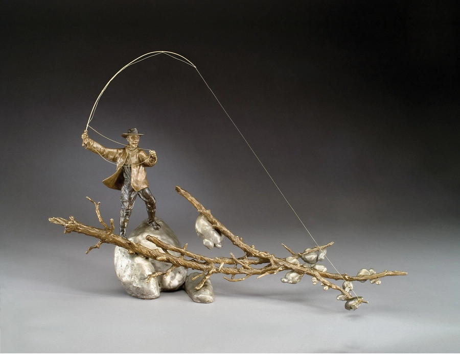 Mark Hopkins Setting the Hook (male) Bronze Sculpture