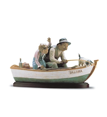 Lladro Fishing With Gramps 1996-2001 Porcelain Figurine