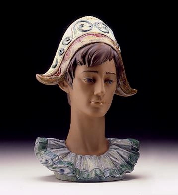 Lladro Pensive Harlequin Head 1997-99*** Porcelain Figurine