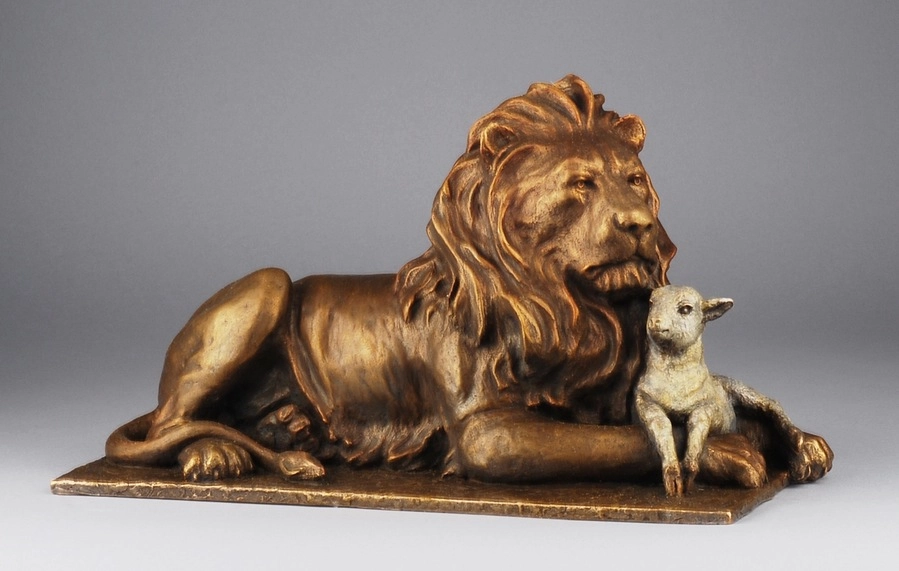 Mark Hopkins The Lion and the Lamb Bronze Sculpture