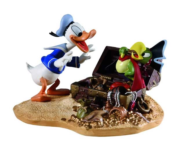 WDCC Disney Classics Donald Duck Finds Pirate Gold Donald And Yellow Beak Pirate Gold Porcelain Figurine