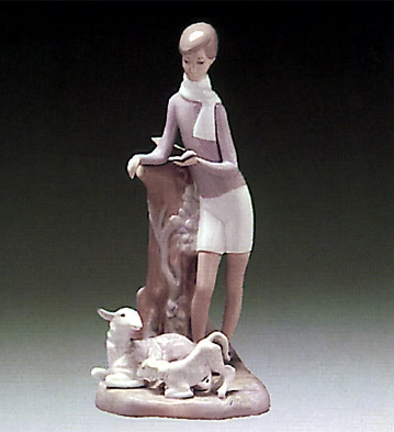 Lladro Boy With Lambs 1969-81 Porcelain Figurine