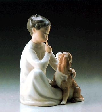 Lladro Boy With Dog 1970-97  Porcelain Figurine