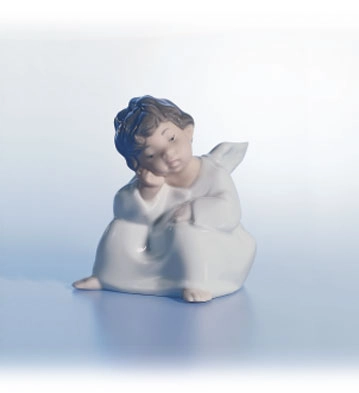 Lladro Angel, Thinking Porcelain Figurine