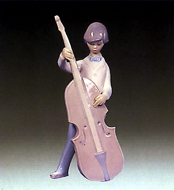 Lladro Boy With Double Bass  1970-81 Porcelain Figurine