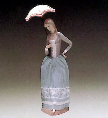 Lladro Woman with Umbrella 1972-81 Porcelain Figurine