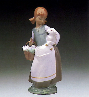 Lladro Girl With Lamb 1972-91 Porcelain Figurine