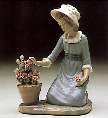Lladro Flowers In Flower Pot 1980-85 Porcelain Figurine
