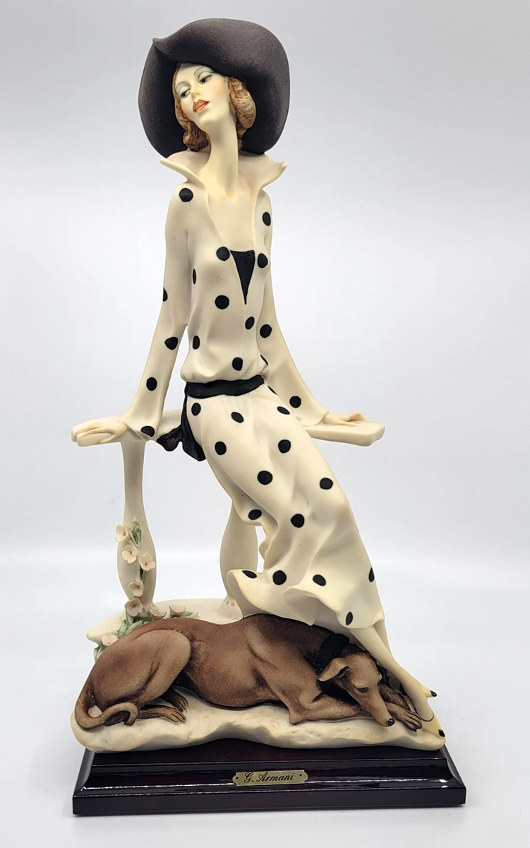 Giuseppe Armani Lady with Dog Signed. Sculpture