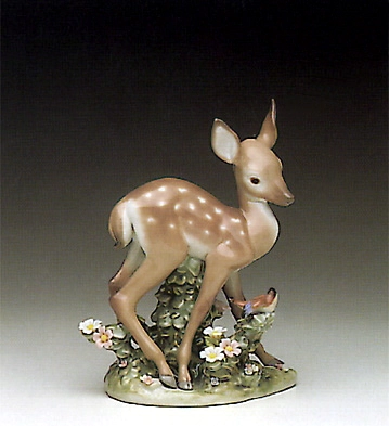 Lladro Fawn And Friend 1990-96 Porcelain Figurine