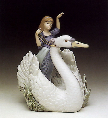 Lladro Swan And The Princess 1990-94 Porcelain Figurine