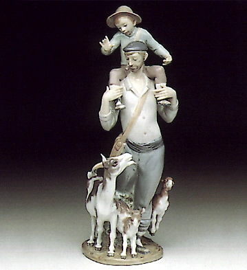 Lladro Walking The Fields Porcelain Figurine