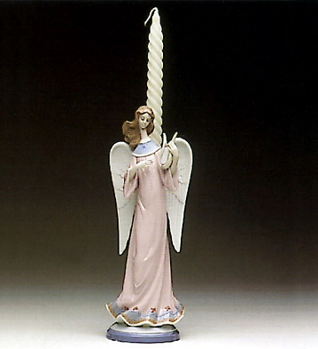 Lladro Angel With Lyre Candelholder 1992-97 Porcelain Figurine
