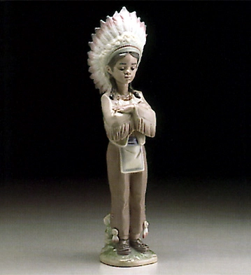 Lladro American Indian Boy 1995-99 Porcelain Figurine