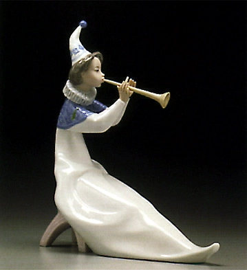 Lladro Young Jester With Trumpet 1995-97 *** Porcelain Figurine