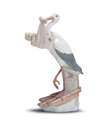 Lladro New Arrival Stork (girl) 1997-01 Porcelain Figurine