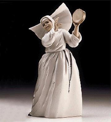 Lladro Sister With Tambourine Usa 1997-99 Porcelain Figurine