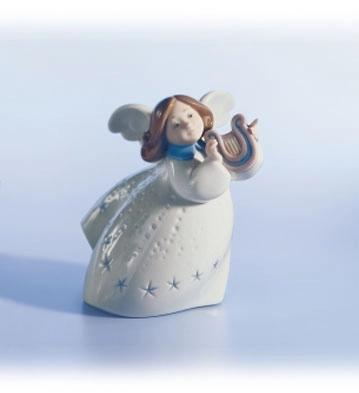 Lladro Little Angel With Lyre Porcelain Figurine