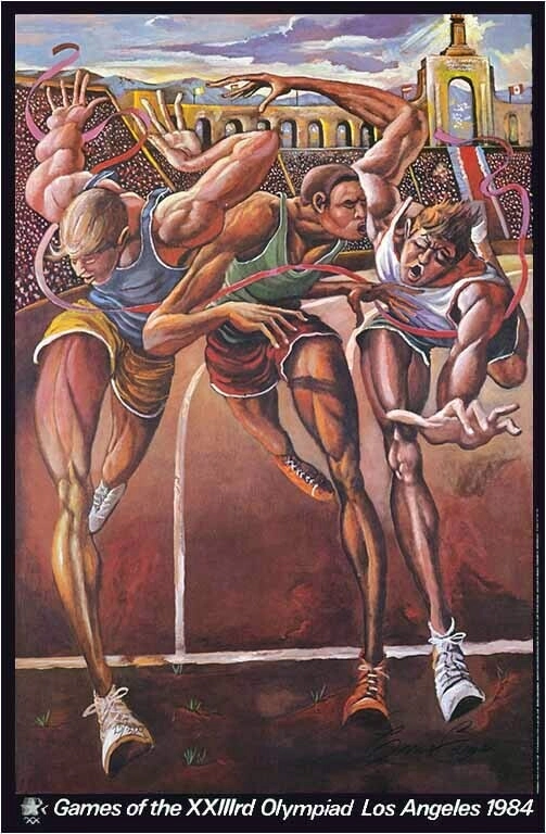 Ernie Barnes The Finish Olympic Track Limited Edition Pencil Signed Lithograph
