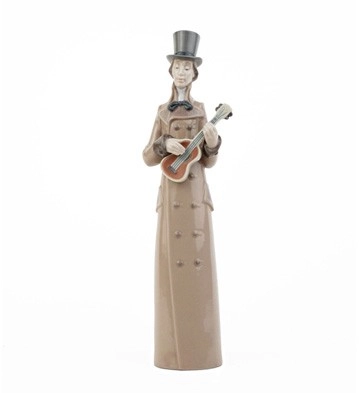 Lladro Musician with Guitar Porcelain Figurine
