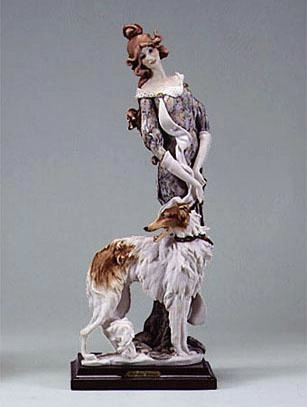 Giuseppe Armani Lady W/greyhound Retired Sculpture
