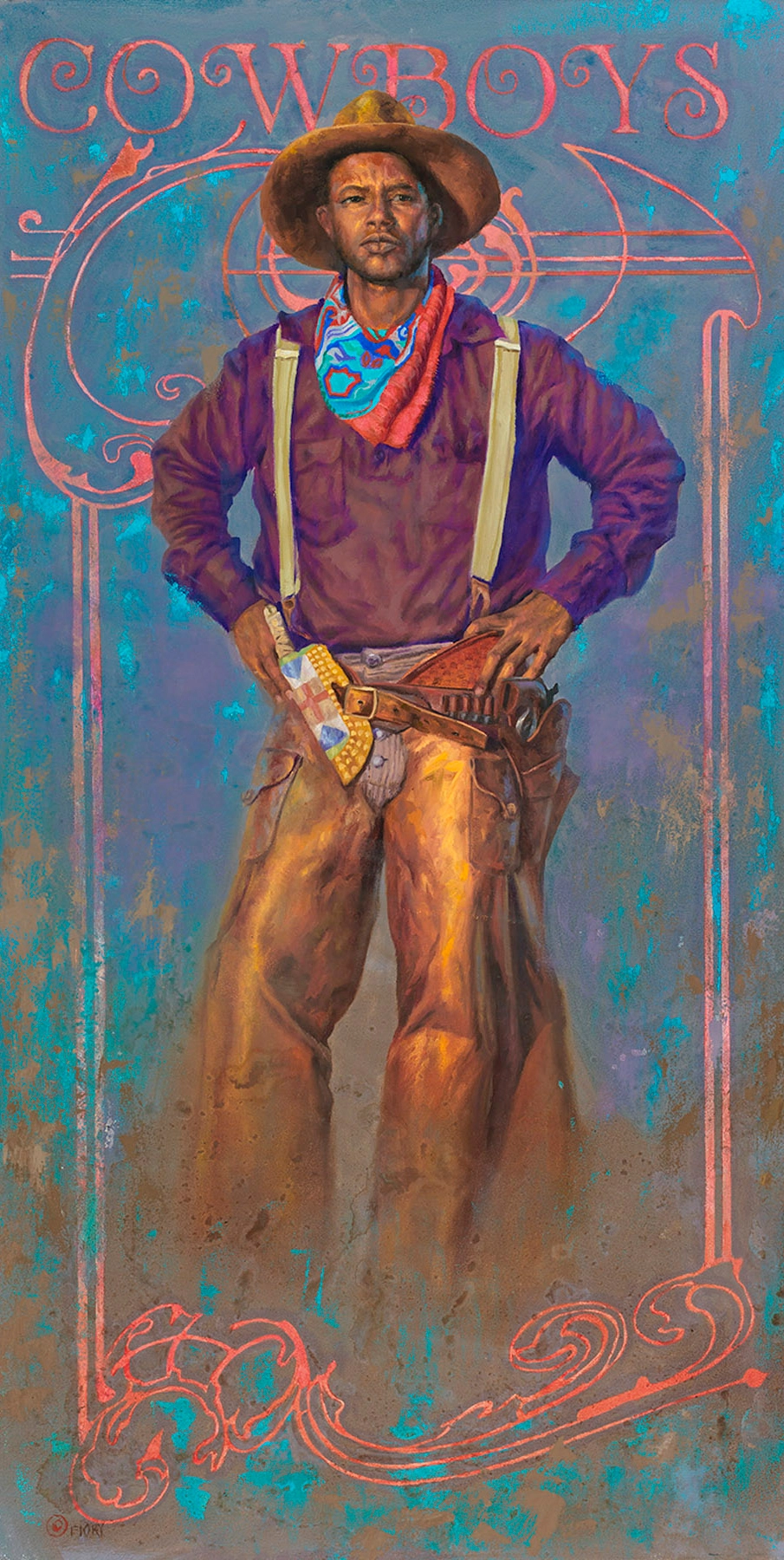Brent Flory Cowboy (Black) Giclee On Canvas