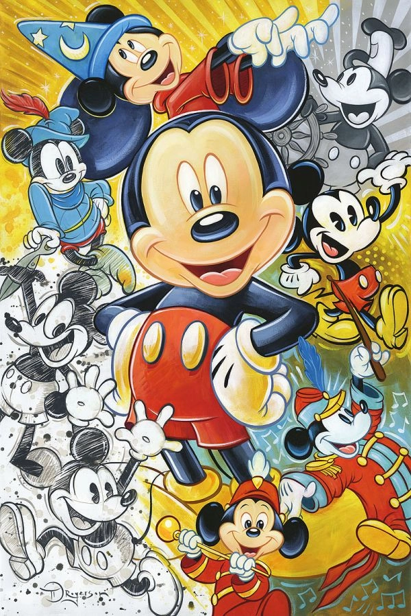 Tim Rogerson 90 Years of Mickey Mouse Hand-Embellished Giclee on Canvas