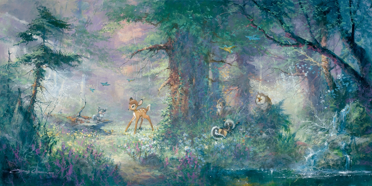 James Coleman Springtime In The Meadows Bambi Giclee On Canvas