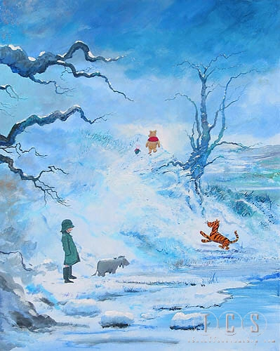 Peter / Harrison Ellenshaw Winter In The 100 Acre Wood Winnie The Pooh Seriagraph on Canvas