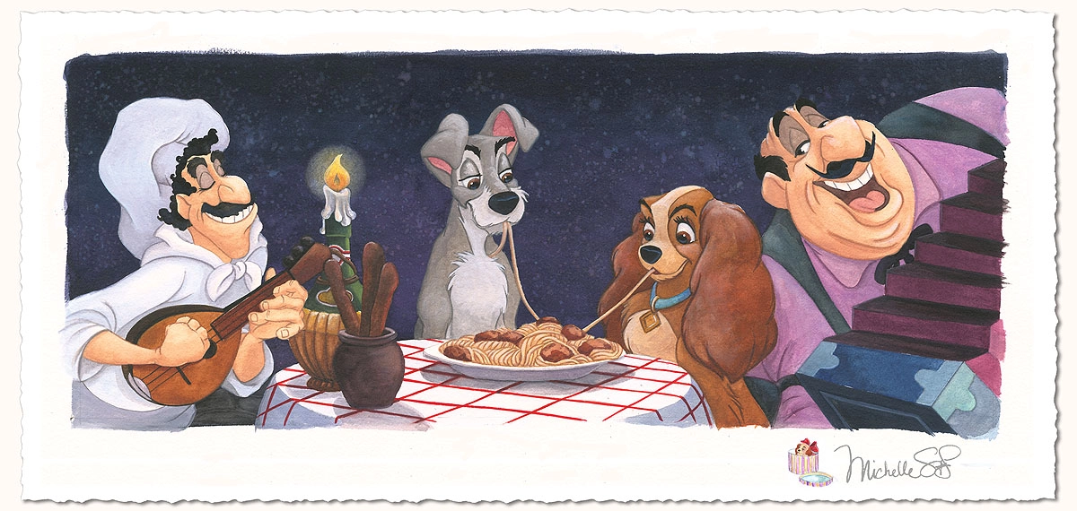 Michelle St Laurent A Serenade for Lady - From Lady and The Tramp Hand-Remarqued by the Artist on Hand-Deckled Pape
