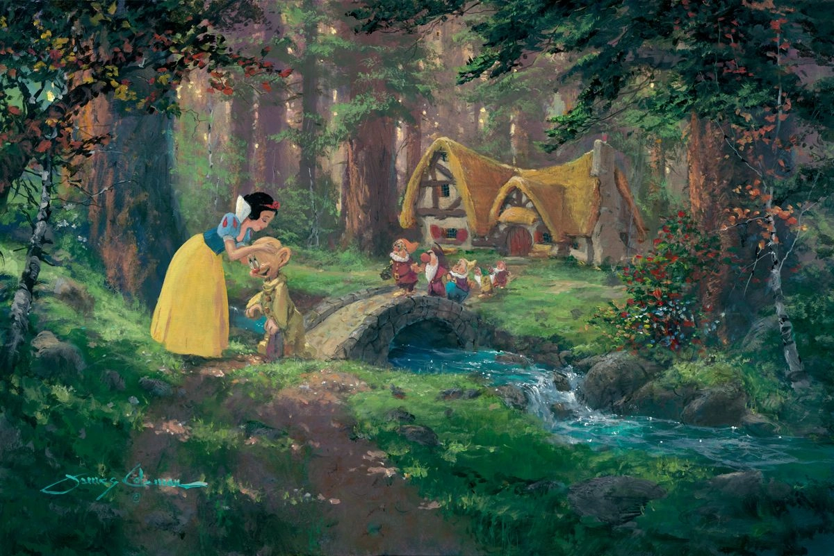 James Coleman A Sweet Goodbye (deluxe) Snow White & The Seven Dwarfs Giclee On Canvas