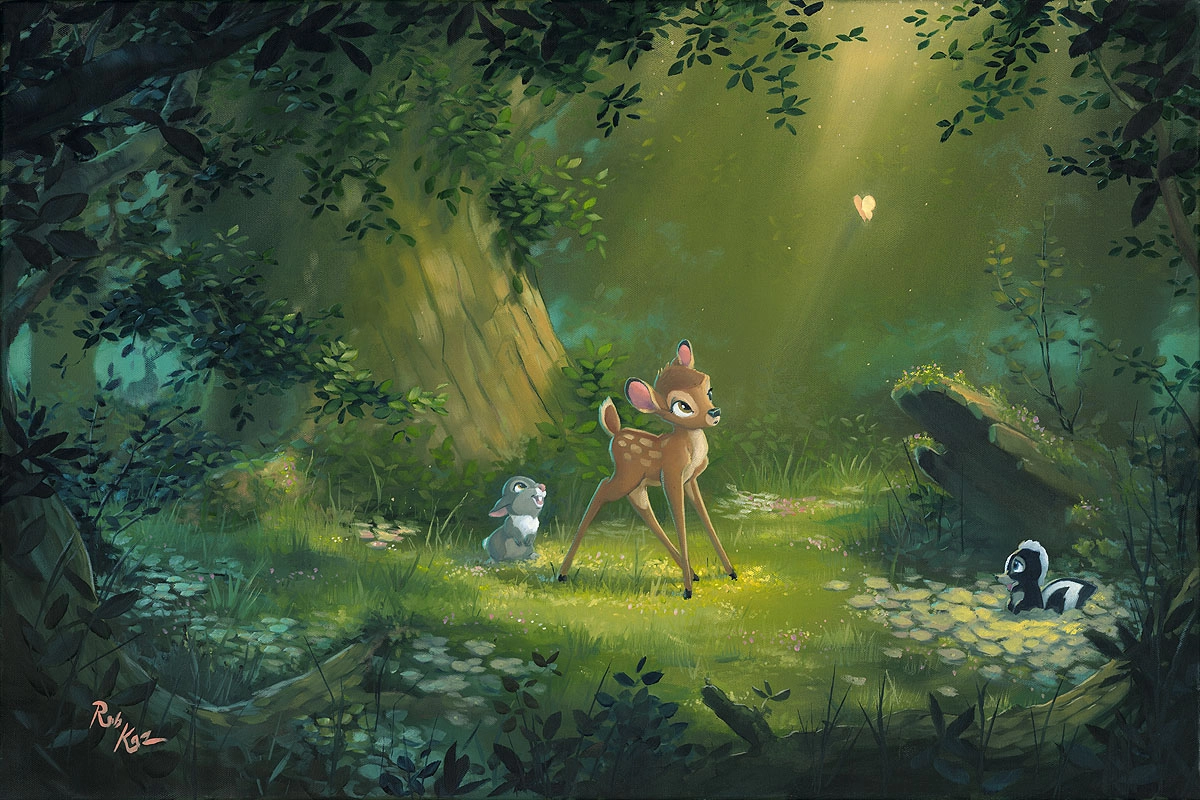 Rob Kaz  The Beauty of Life - From Disney Bambi Hand-Embellished on Canvas