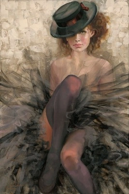 Irene Sheri Black Tulle Hand-Embellished Giclee on Canvas