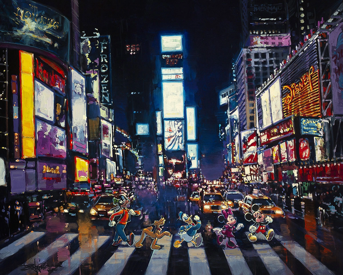 Rodel Gonzalez Bright Lights of Manhattan Giclee On Canvas