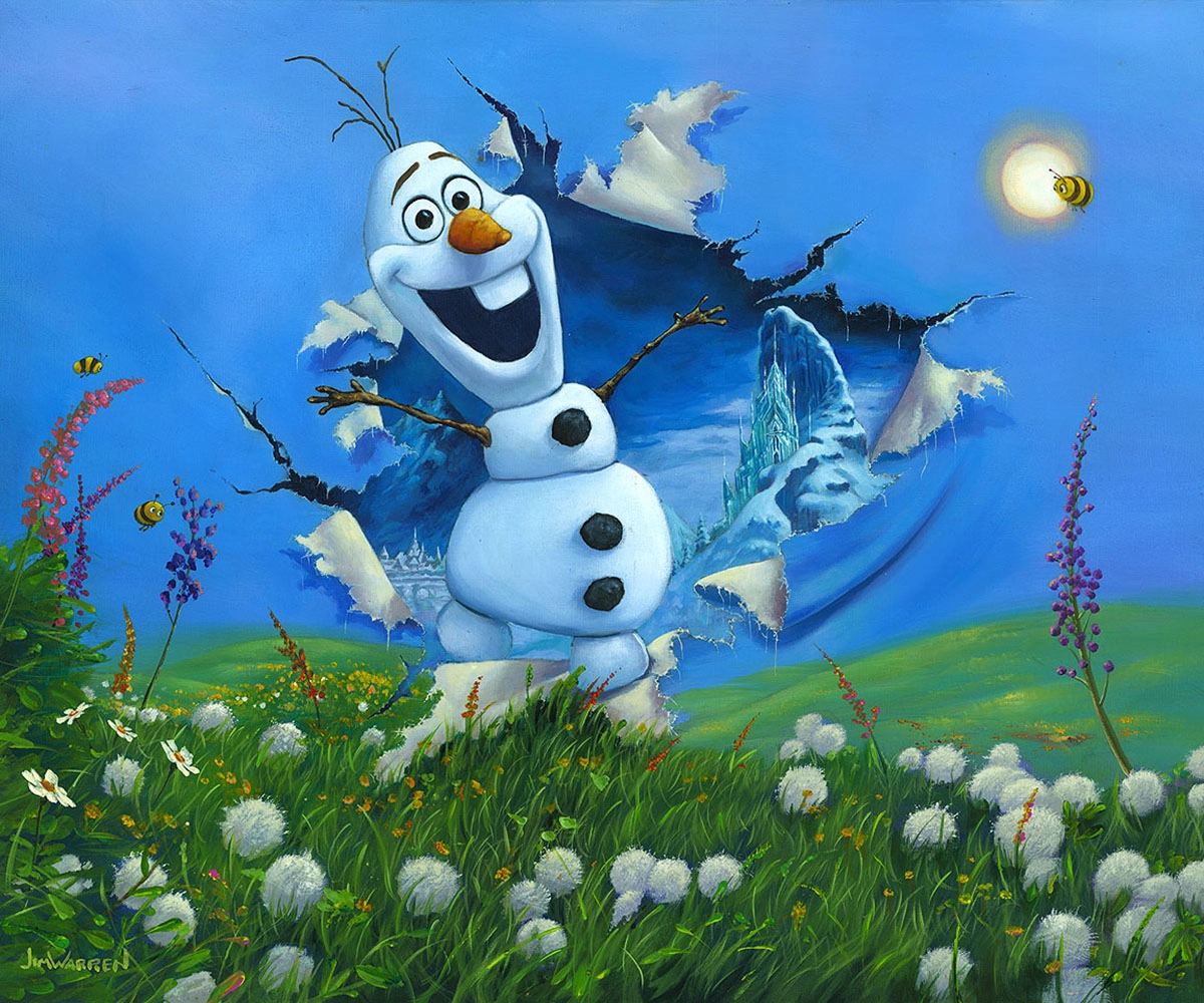 Jim Warren Bursting Into Spring From The Movie Frozen Hand-Embellished Giclee on Canvas