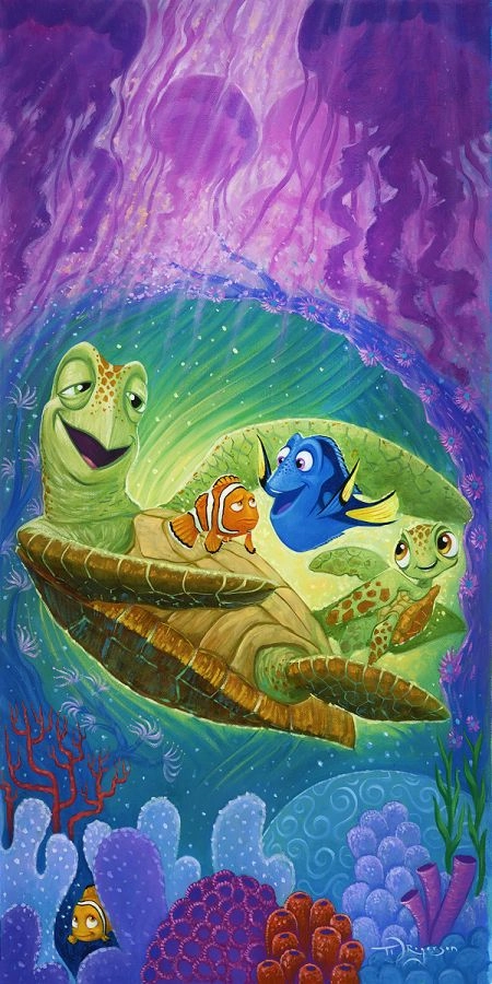 Tim Rogerson Cheer Up, Dude From Finding Nemo Hand-Embellished Giclee on Canvas