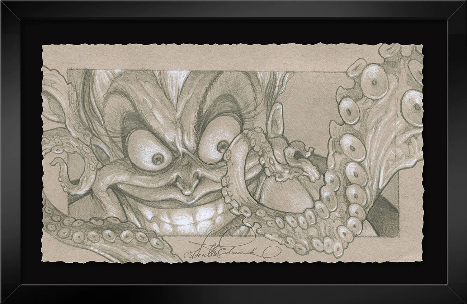Heather Edwards Life's Full of Tough Choices Framed From The Little Mermaid Graphite Hand Deckled Giclee on Paper