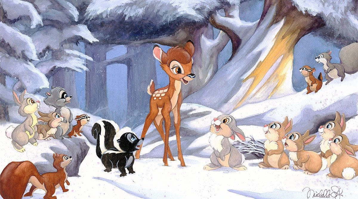 Michelle St Laurent Cold Winter Woods - From Disney Bambi Hand-Embellished Giclee on Canvas