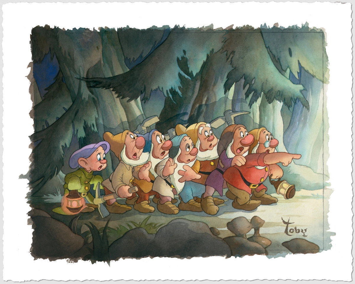 Toby Bluth Coming Home Snow White And The Seven Dwarfs Giclee On Paper
