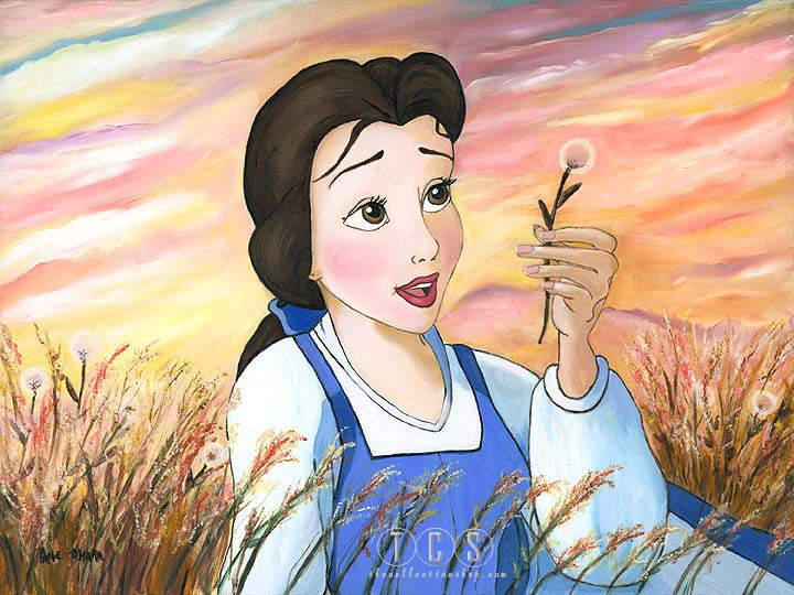 Paige O Hara Daydreams - From Disney Beauty and The Beast Hand Embelleshed Giclee On Canvas