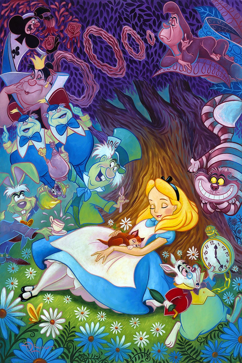 Tim Rogerson Dreaming in Color From Alice In Wonderland Hand-Embellished Giclee on Canvas