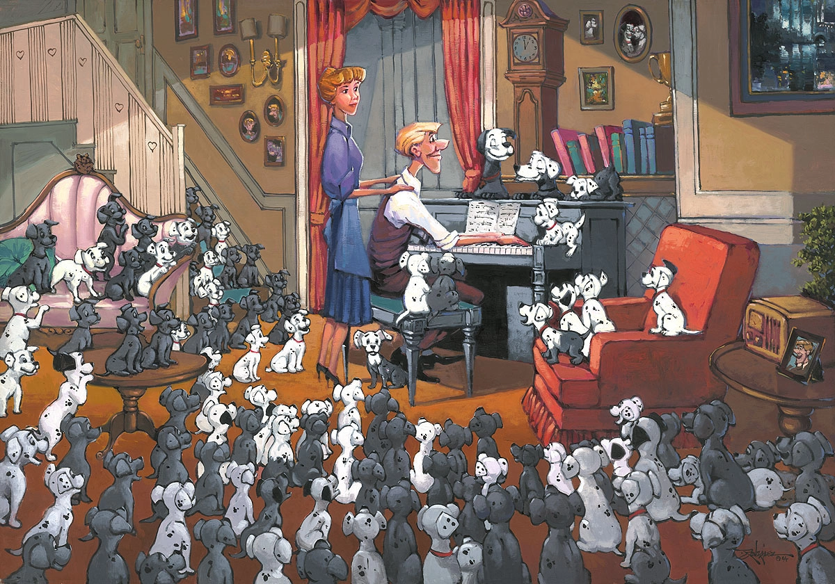 Rodel Gonzalez Family Gathering - From Movie One Hundred and One Dalmatians Hand-Embellished Giclee on Canvas