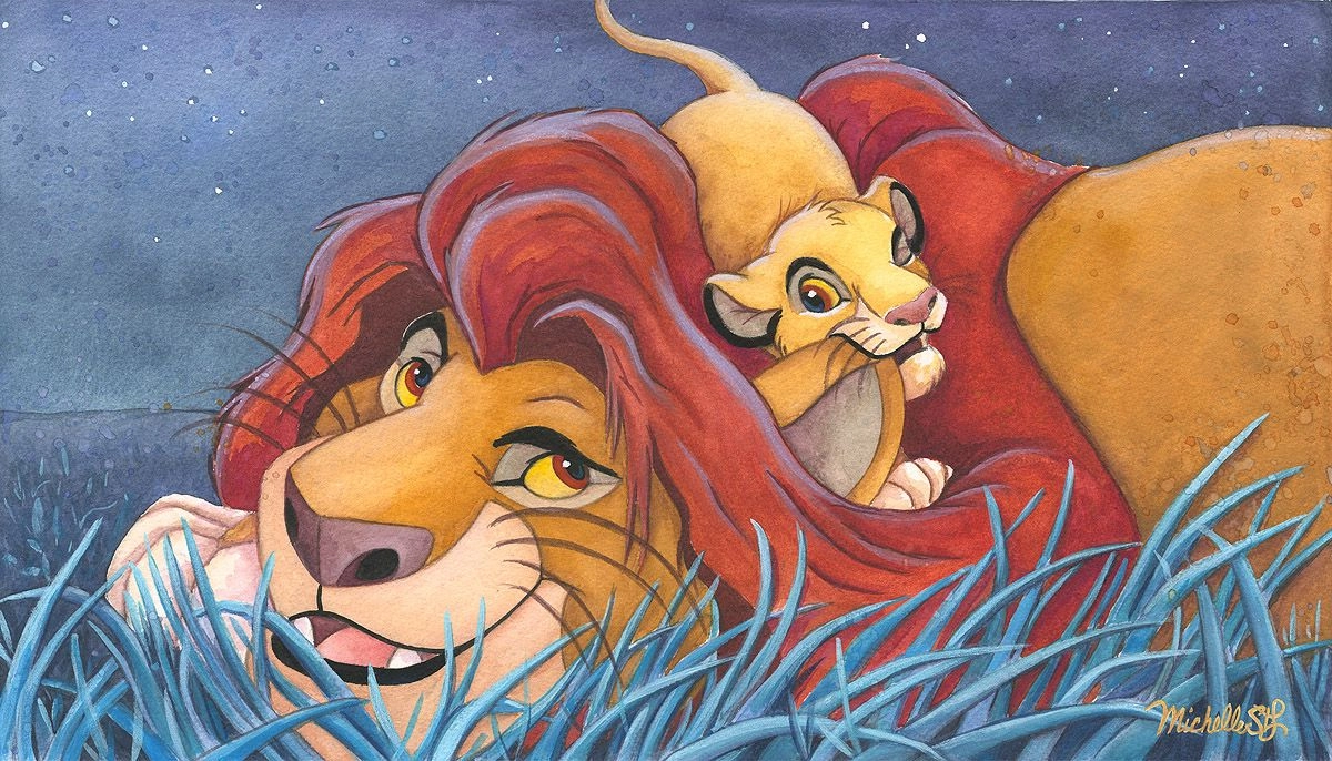 Michelle St Laurent Father and Son - From Disney The Lion King Hand-Embellished Giclee on Canvas
